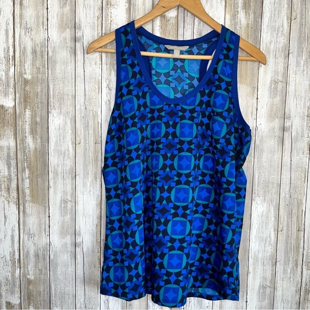 Banana Republic Blue Abstract Jersey tank